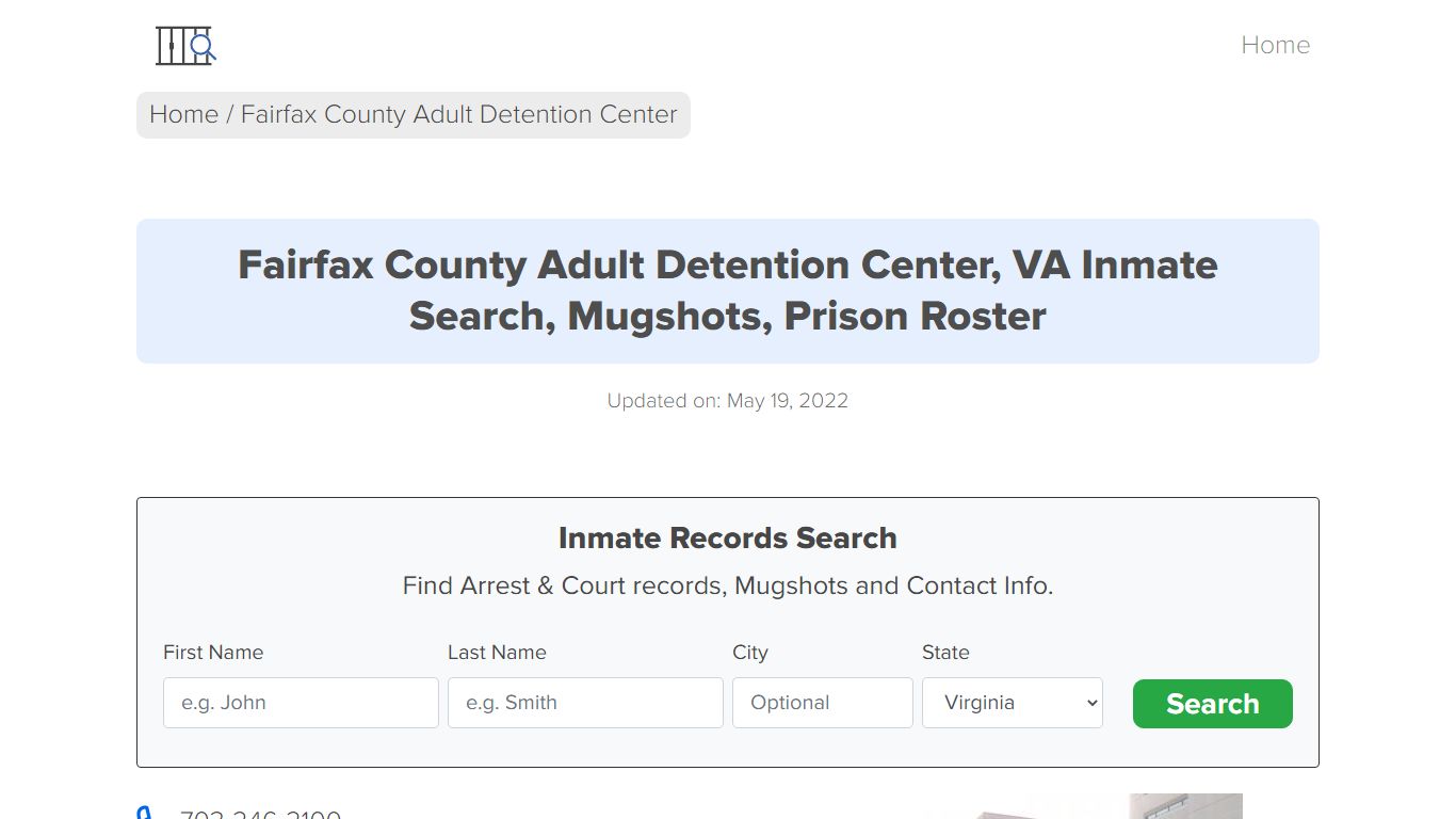 Fairfax County Adult Detention Center, VA Inmate Search, Mugshots ...